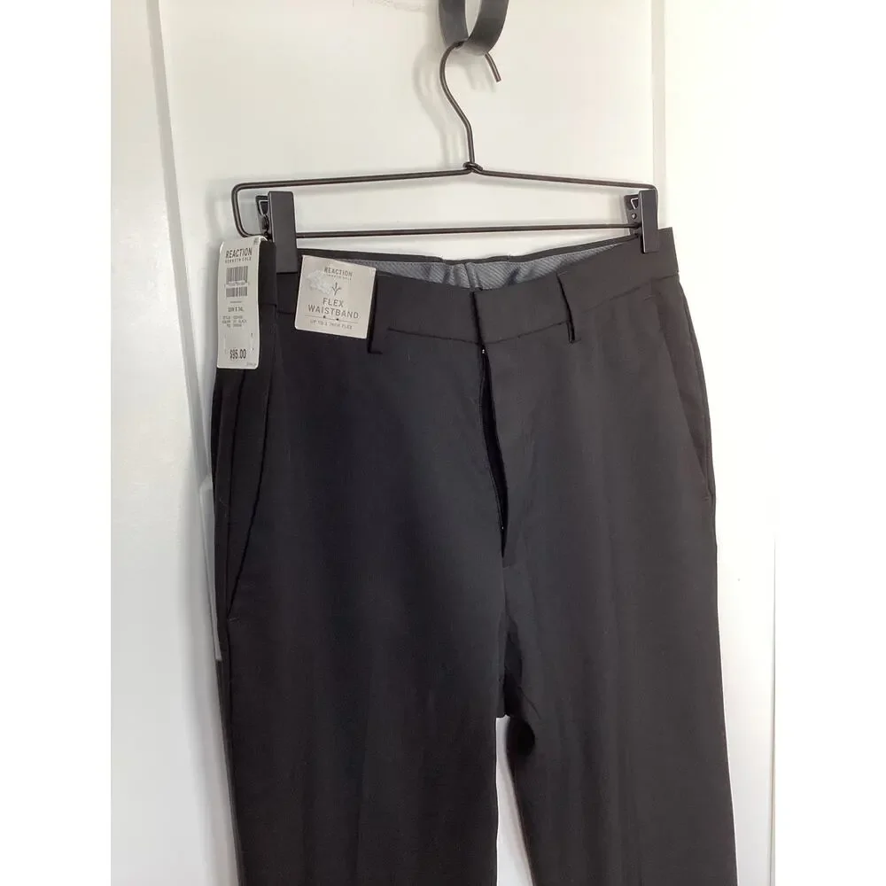 NWT Reaction Kenneth Cole Men's Slim-Fit Stretch Twill Dress Pants Black 32x34‎